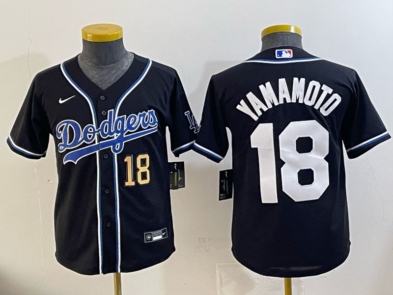 Youth Nike 2026 Los Angeles Dodgers #18 Yamamoto Black Game MLB Jersey 089